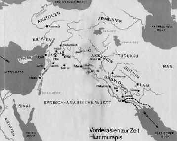Передняя Азия при Хаммурапи. Карта из книги Х.Кленгеля