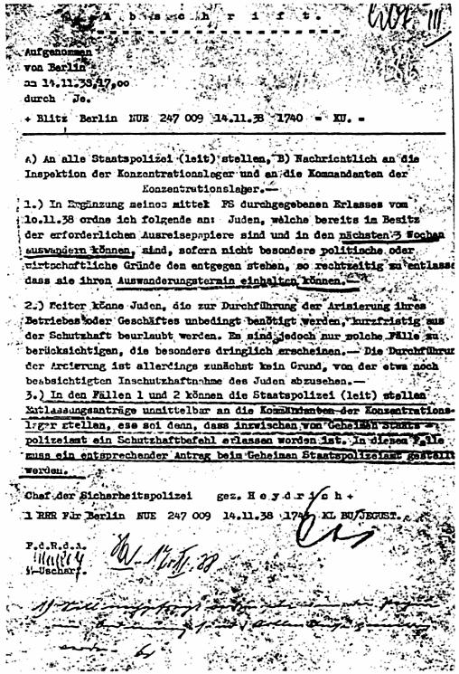 Блиц-телеграмма Рейнгольда Гейдриха
